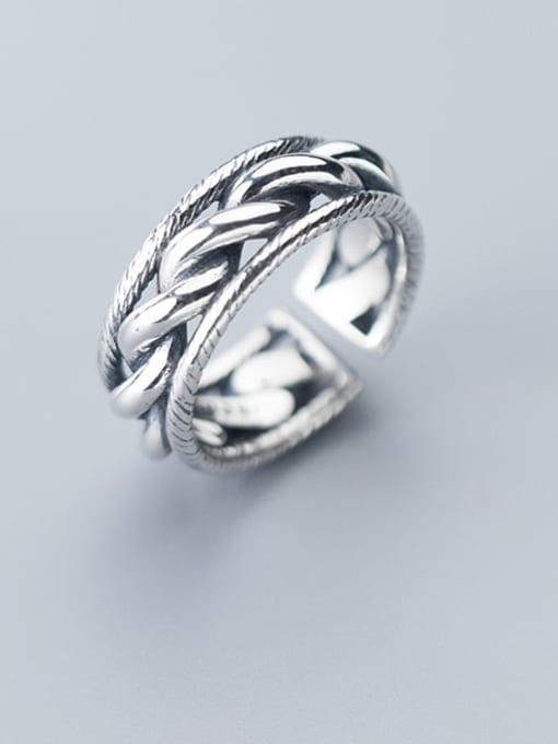 Rosh 925 Sterling Silver  Retro twist multilayer  Free Size Ring 0