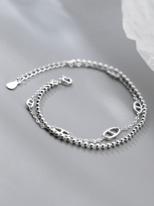 Rosh 925 Sterling Silver Bead Geometric Vintage Strand Bracelet
