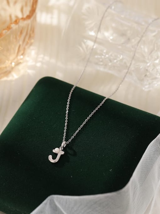 NS1066 【 J 】 925 Sterling Silver Imitation Pearl 26 Letter Minimalist Necklace