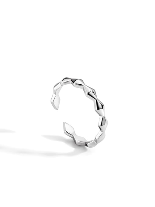 White Gold Diamond Ring Brass Smooth Geometric Minimalist Band Ring