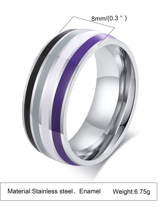 034 Titanium Steel Enamel Round Minimalist Band Ring