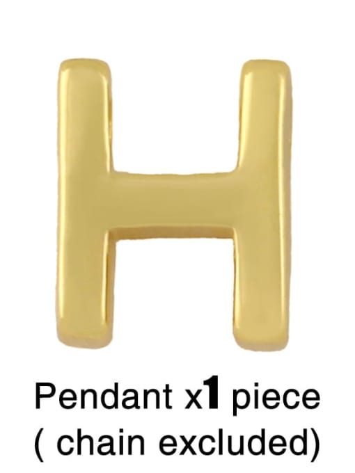 H (without chain) Brass Smooth Minimalist Letter Pendant