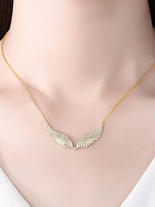 BLING SU Brass Cubic Zirconia Wing Hip Hop Necklace 1