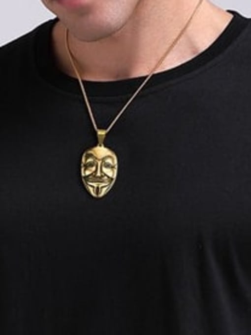 CONG Stainless steel Irregular Vintage mask Pendant Necklace 1