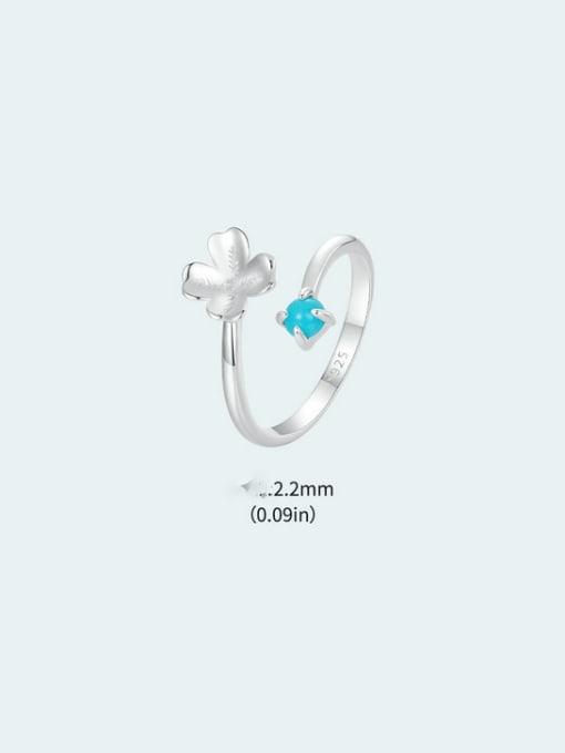 Jare 925 Sterling Silver Turquoise Clover Cute Band Ring 2