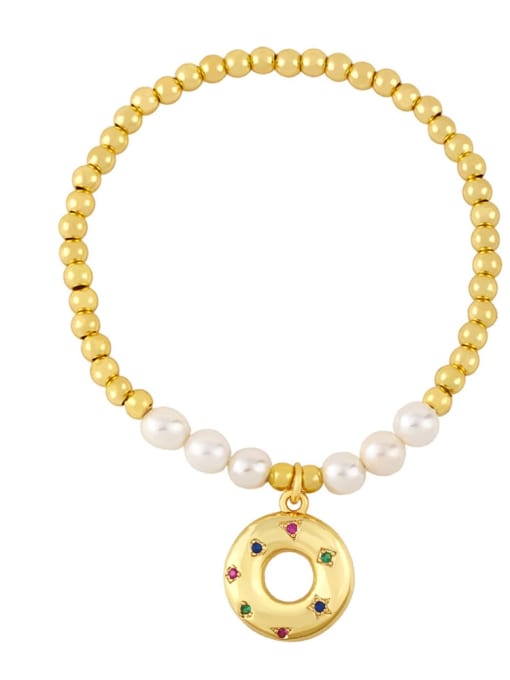 A Brass Imitation Pearl Heart Vintage Beaded Bracelet