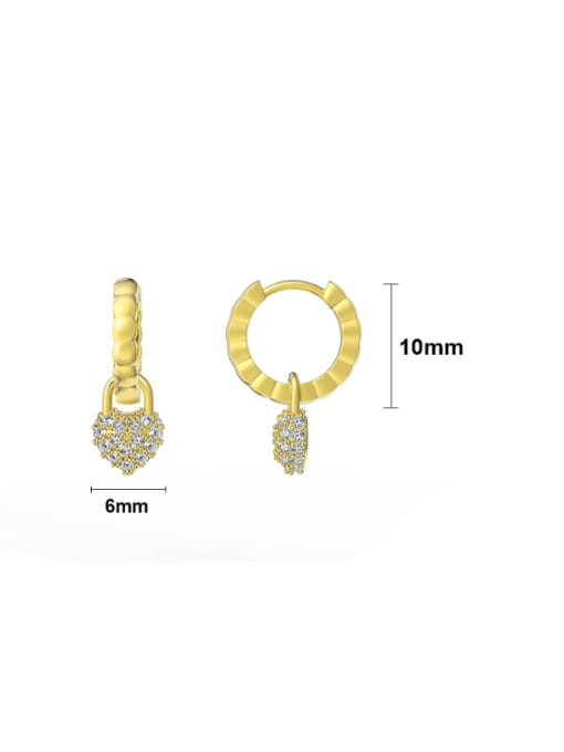 14k gold weight 1.64g 925 Sterling Silver Cubic Zirconia Heart Minimalist Huggie Earring