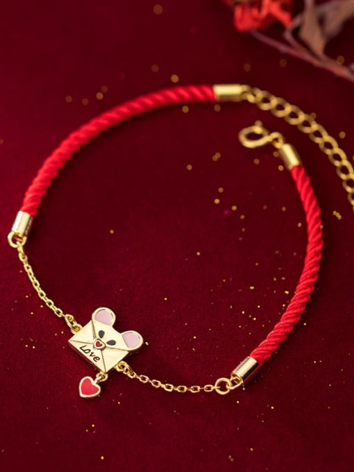 Rosh 925 Sterling Silver Red Rope Heart Cute Bracelets 1