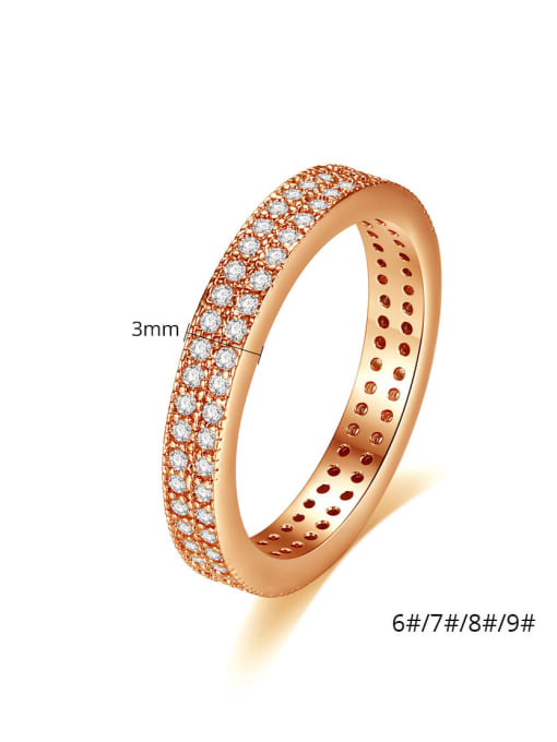 BLING SU Copper Cubic Zirconia Round Minimalist Band Ring 2
