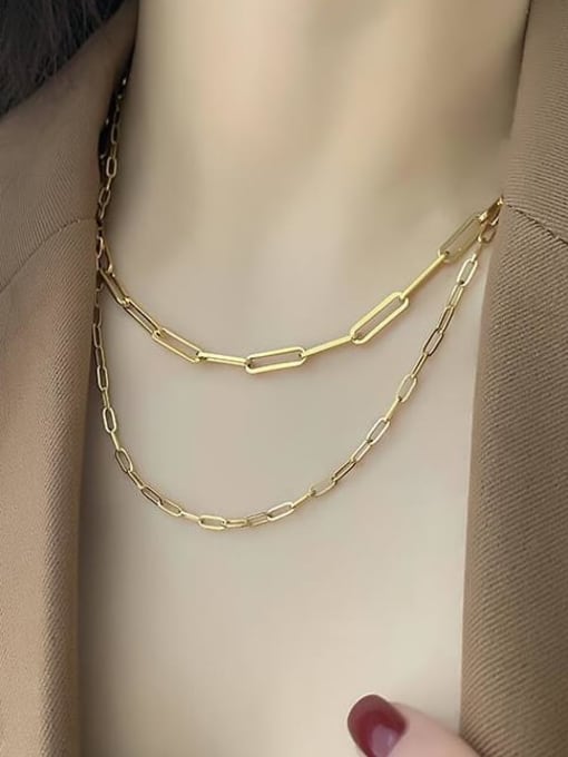 A TEEM Titanium Irregular Minimalist Hollow Chain  Necklace 1