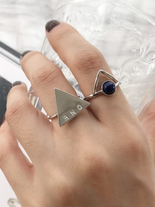 Boomer Cat 925 Sterling Silver Hollow Triangle Minimalist Free Size Ring
