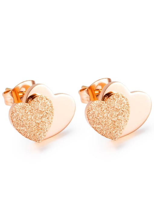 646 rose gold plated earrings Titanium Steel Heart Minimalist Stud Earring