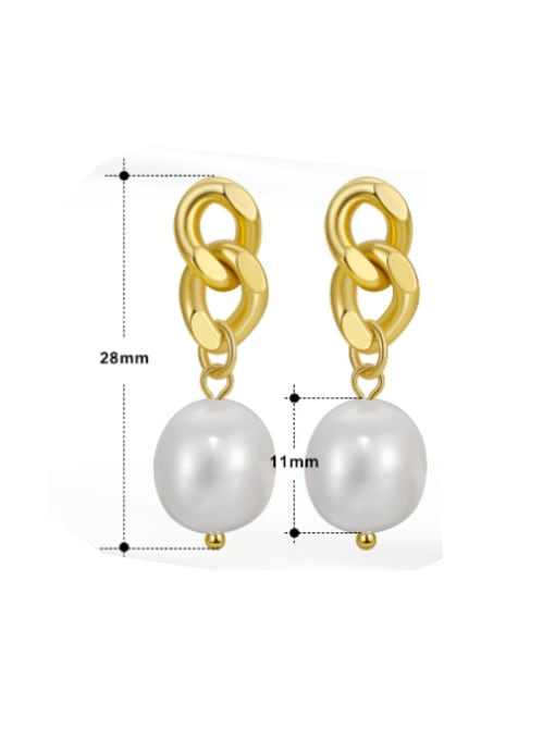 RINNTIN 925 Sterling Silver Freshwater Pearl Geometric Minimalist Drop Earring 2