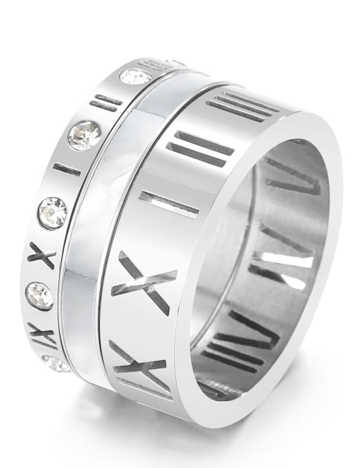 KR105210 K Titanium Steel Shell Geometric Minimalist Band Ring