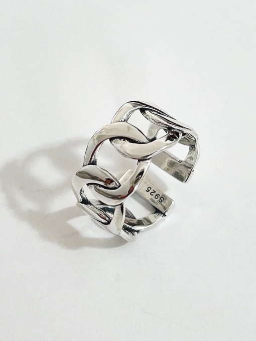 Boomer Cat 925 Sterling Silver Geometric Vintage Band Ring 2