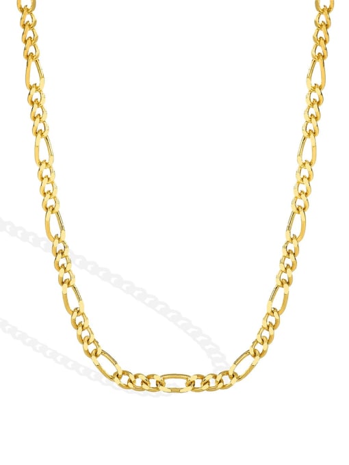 Gold Figaro Necklace Brass Holllow Geometric   Chain Minimalist Necklace