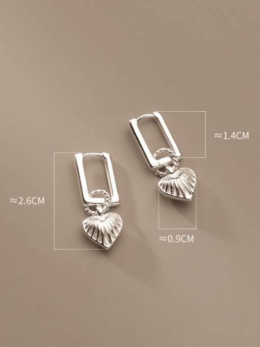 Rosh 925 Sterling Silver Geometric Vintage Heart Huggie Earring 2