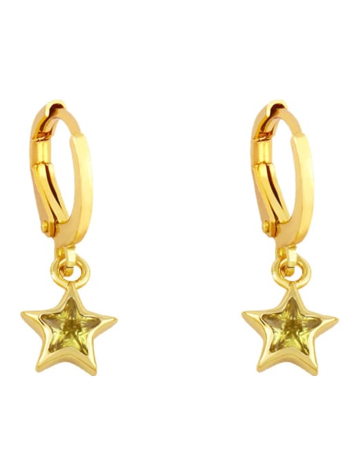 CC Brass Cubic Zirconia Star Minimalist Huggie Earring 3