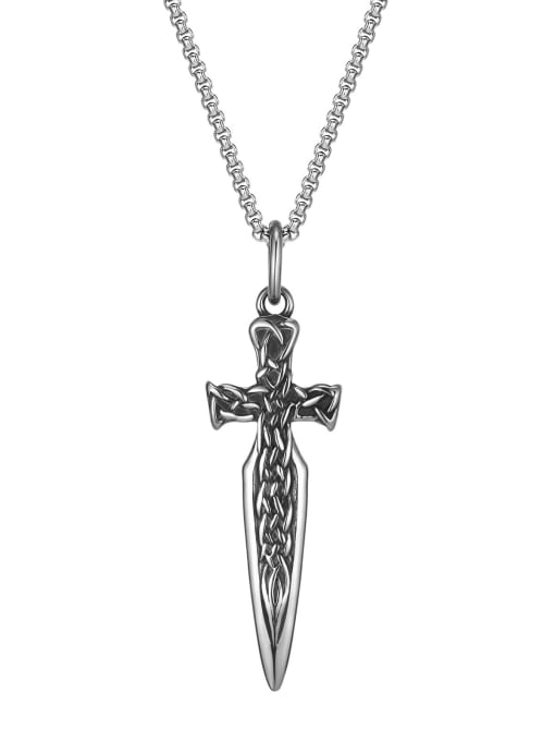 CONG Stainless steel Cross Hip Hop Long Strand Necklace
