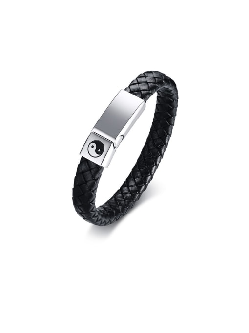 CONG Stainless Steel With White Gold Plated Simplistic Square Woven & Braided Bracelets
