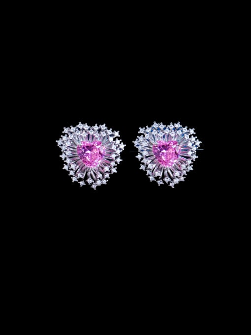 L.WIN Brass Cubic Zirconia Heart Luxury Cluster Earring 0