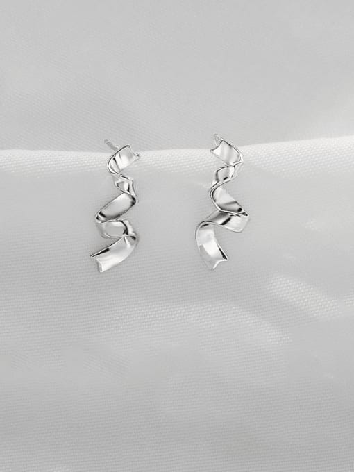 ES1640 【 Platinum 】 925 Sterling Silver Irregular Minimalist Drop Earring