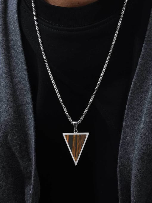 CONG Stainless steel Tiger Eye Triangle Hip Hop Necklace 2