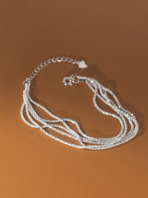 Rosh 925 Sterling Silver Trend Gypsophila Multi-Layered Chain Bracelet 1
