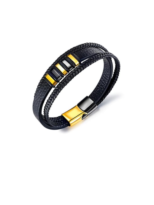 1371 Leather Bracelet Titanium Minimalist Multi-layer Woven & Braided Bracelets