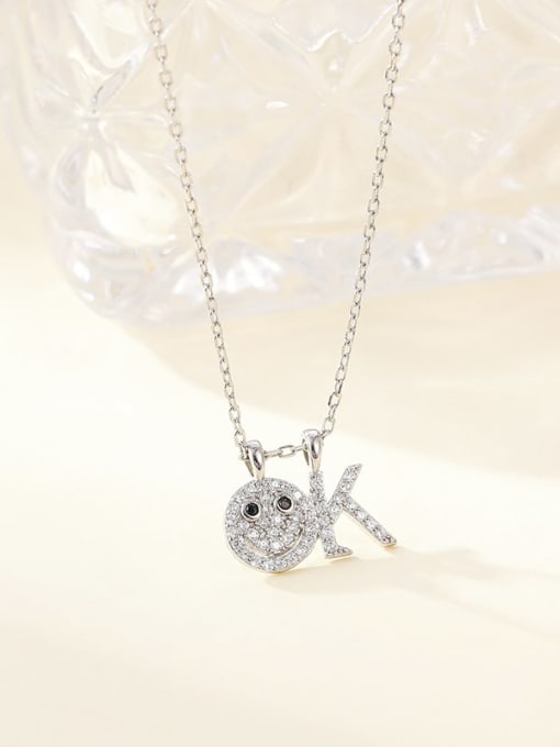 NS976 platinum 925 Sterling Silver Cubic Zirconia Icon Cute Necklace