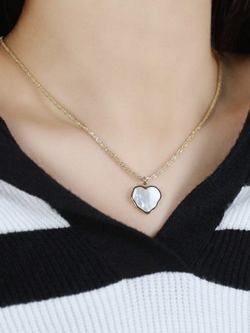 Open Sky Titanium Steel Shell Heart Minimalist Necklace 1