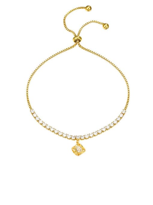 Gold Plated Bracelet Alloy Cubic Zirconia Geometric Dainty Adjustable Bracelet