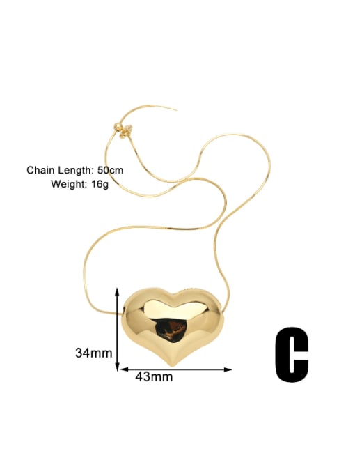 C Brass Smooth Heart Minimalist Necklace