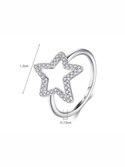 MODN 925 Sterling Silver Cubic Zirconia Five-pointed star Dainty Band Ring 3