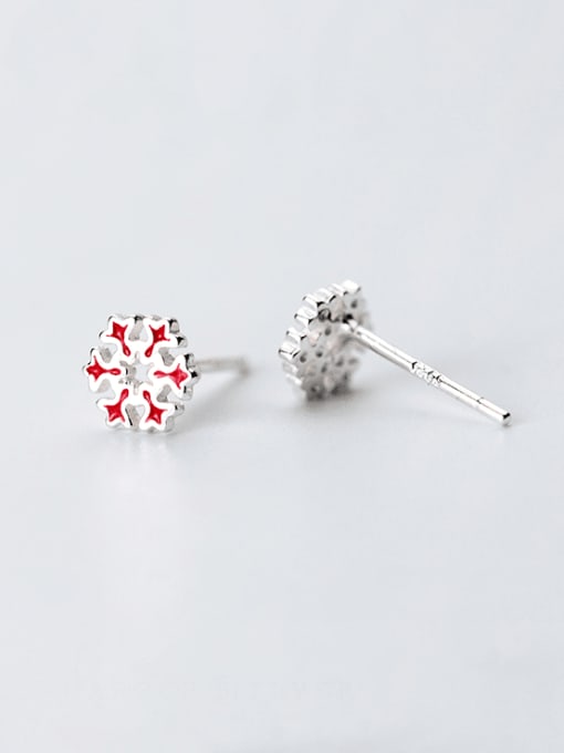 Rosh 925 Sterling Silver Enamel Snowflakes Minimalist Christmas Drop Earring 1