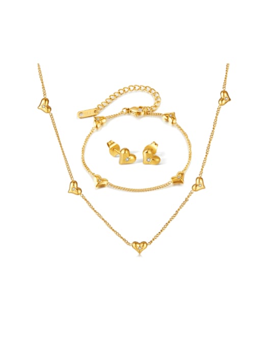 Open Sky Stainless steel Minimalist Heart  Earring Bracelet and Necklace Set 0