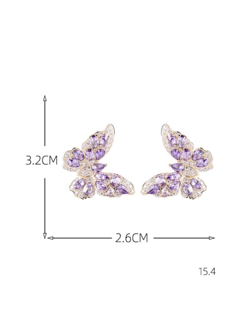 Luxu Brass Cubic Zirconia Butterfly Luxury Cluster Earring 2
