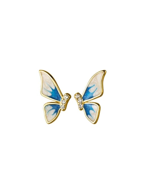 Rosh 925 Sterling Silver Enamel Butterfly Minimalist Stud Earring 4