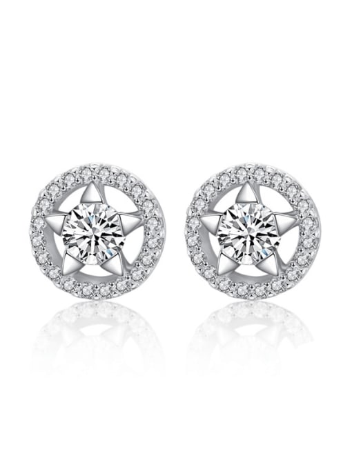 MODN 925 Sterling Silver Cubic Zirconia Round Classic Stud Earring