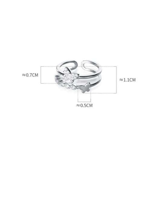 Rosh 925 Sterling Silver With Platinum Plated Simplistic Butterfly Free Size Rings 3
