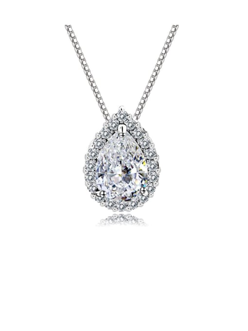 BLING SU 925 Sterling Silver Cubic Zirconia Water Drop Classic Necklace 0