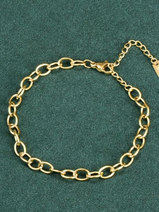 A TEEM Titanium Steel  Minimalist Hollow Geometric Chain Link Bracelet 1