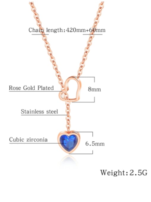 Open Sky Titanium Steel Glass Stone Heart Minimalist Tassel Necklace 3