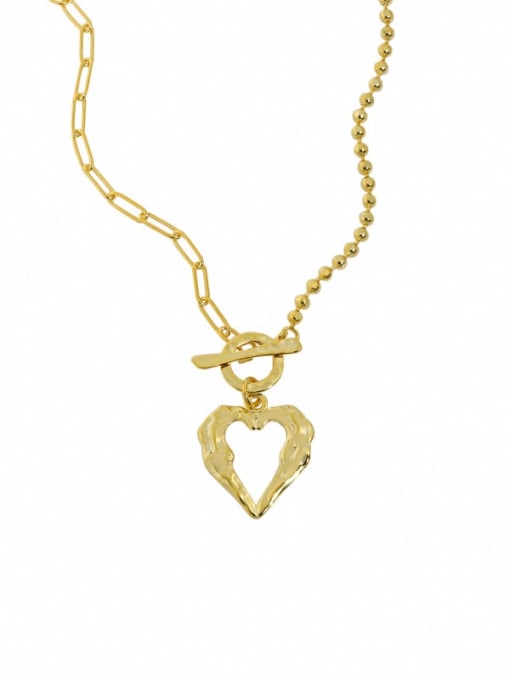 18K Gold 925 Sterling Silver Hollow Heart Vintage Necklace