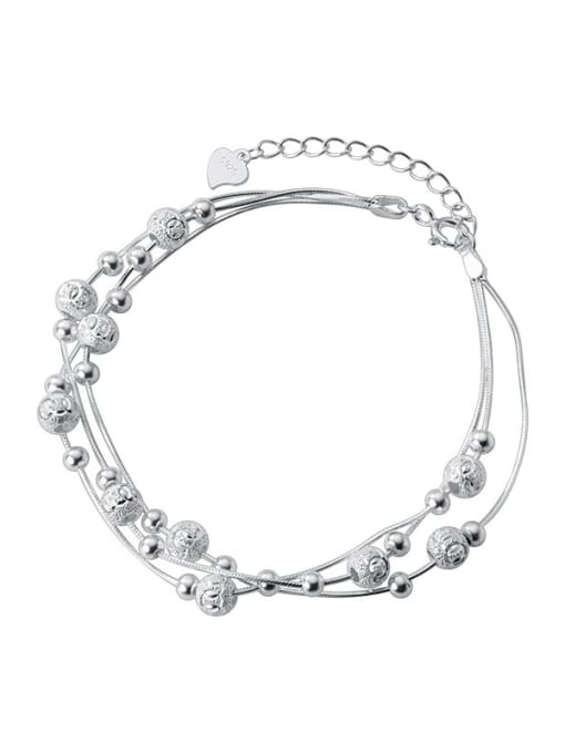 S925 silver bracelet 925 Sterling Silver Geometric Minimalist Strand Bracelet