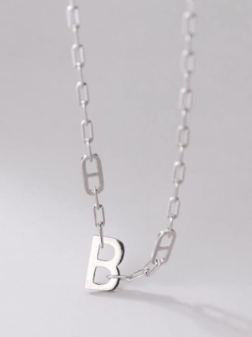 Rosh 925 Sterling Silver Letter Minimalist Hollow Chain Necklace 4