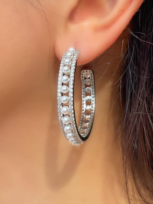 L.WIN Brass Cubic Zirconia Geometric Luxury Stud Earring 2