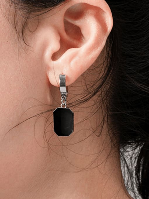 BSL Titanium Steel Acrylic Square Minimalist Single Earring(Single-Only One) 1