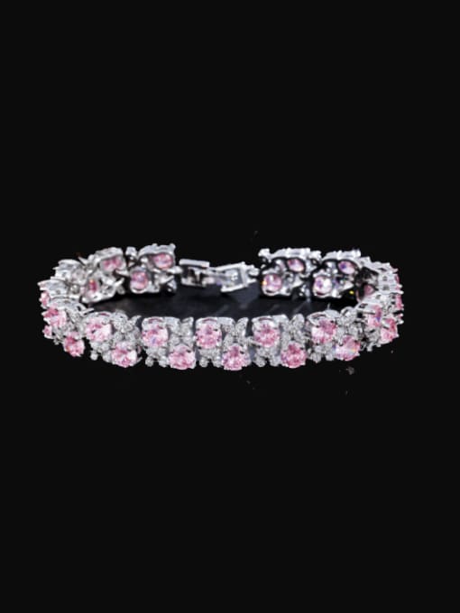 Pink Brass Cubic Zirconia Geometric Luxury Bracelet