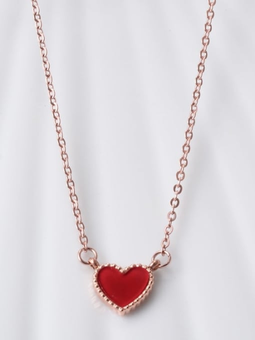 A TEEM Titanium Red Enamel Heart Minimalist Choker Necklace 0